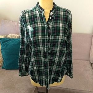 Henley blouse with ruffle detail